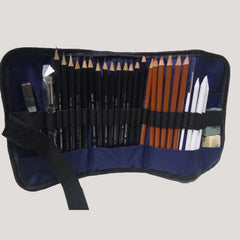 27pcs Professional Sketch and Drawing pencils set kit in fabric pouch