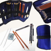 27pcs Professional Sketch and Drawing pencils set kit in fabric pouch