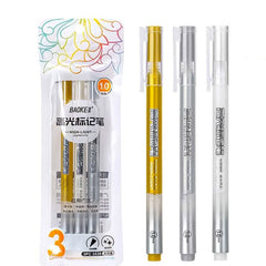 Set of 3pcs Baoke Pigment ink Highlighter Marker Pen 1.0mm