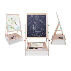 Wooden Learning Writing Board ( One side blackboard another side whiteboard ) board Double Sided 12 x 15 inches