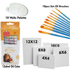 Mega Deal of Oil Paints, Canvas & Brushes