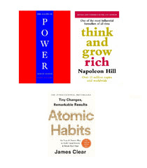 Pack of 3 Think And Grow,48 Laws of Power ,And Atomic Habits complete Novels KS
