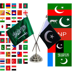 Double Side Table Flag Steel Base