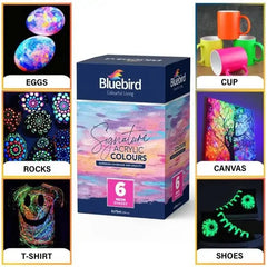Bluebird Signature Acrylic Colours – 75 ml – Set of 6 NEON