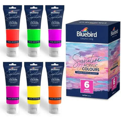 Bluebird Signature Acrylic Colours – 75 ml – Set of 6 NEON