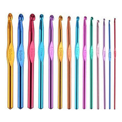 12Pcs New Metal Handle Crochet Hook Knitting Needles Set Aluminum