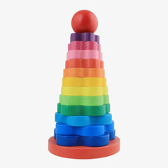 Rainbow Tower Wooden Toy for Kids | Colorful Stacking Blocks | Montessori Learning Toy (36+ Months)