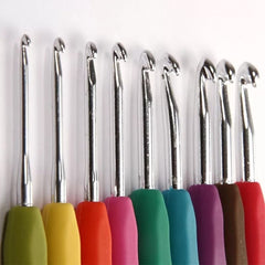 9 Pcs Rubber Grip Crochet Hook Set