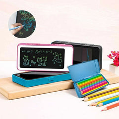 LCD Writing Tablet Pencil Box for Kids – Drawing Board Case with Erase Button & Storage