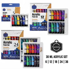 KeepSmiling Acrylic Paint Set 30ml – 6, 12, 18, 24 & 36 Colors | Art & Craft Paints for Students & Artists