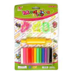 12 Pcs Colorful Plasticine Modeling Clay Set with Rolling Pin and Cutters – Safe Creative Educational Toy for Children