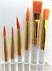 6 Pieces Transparent Handle Professional Fine Art & Craft Brushes for Watercolor, Acrylic, and Oil Painting
