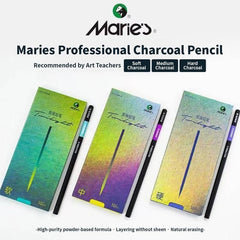 (10pcs Mix) Marie's Charcoal Pencils Set (Soft, Medium, Hard) | Professional Sketching & Drawing Pencils for Art Students and Artists