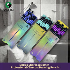 (10pcs Mix) Marie's Charcoal Pencils Set (Soft, Medium, Hard) | Professional Sketching & Drawing Pencils for Art Students and Artists