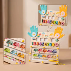 Montessori Wooden Two-in-One Bead Calculation & Math Board | Magnetic Counting and Addition Learning Toy for Kids