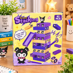 41 Pcs Crazy Stacking Tower Game, Wooden/Plastic Balancing Block Toy for Kids, Steady Hands Puzzle Board Game with Dice and Hammer