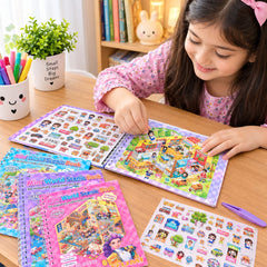 Mini World Scenic Book - 5D Miniature Collection Sticker Book, DIY Mini 3D Scene Activity Toy with Tweezers and Stickers for Kids
