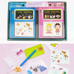 Cubic Painting Kit for Kids - DIY 5D Diamond Painting Mosaic Art Craft Set, Pixel Diamond Art Sticker Toy with Tools