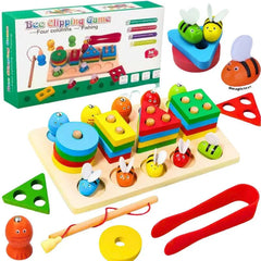 5-in-1 Sorting, Stacking, Magnetic Fishing & Bee Catching Game | Toddler Learning & Fine Motor Skills Toy