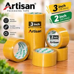 Carton Tape Clear Packaging Tape - High Adhesive Transparent Packing Tape Roll for Carton Sealing & Shipping (2 Inch / 50mm & 3 Inch / 75mm)