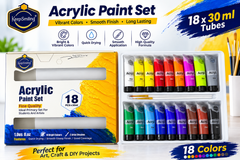KeepSmiling Acrylic Paint Set 30ml – 6, 12, 18, 24 & 36 Colors | Art & Craft Paints for Students & Artists
