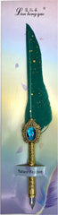 Feather Calligraphy Pen with Large Stone - Multicolour
