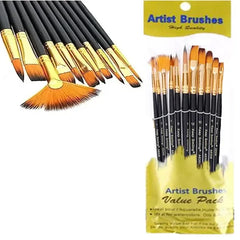 Pack of 10 Multi Shapes High Quality Nylon Professional Art Brush Set