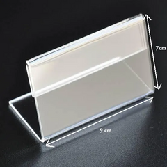 Clear Acrylic Sign Display Holder with Vertical Slanted Back, L Shape Clear Price Sign Stands Name Card Label Counter Top Stand for Restaurants Hotels Stores (5cm x 10cm)