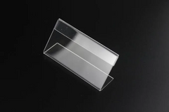 Clear Acrylic Sign Display Holder with Vertical Slanted Back, L Shape Clear Price Sign Stands Name Card Label Counter Top Stand for Restaurants Hotels Stores (5cm x 10cm)