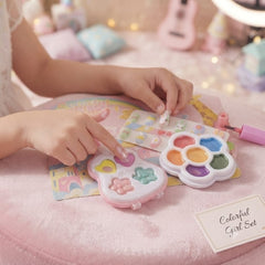 Kids Makeup & Nail Art Set - Colorful Pretend Play Toy Makeup Palette, Fake Nails, and Toy Polish for Girls