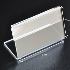 Clear Acrylic Sign Display Holder with Vertical Slanted Back, L Shape Clear Price Sign Stands Name Card Label Counter Top Stand for Restaurants Hotels Stores (5cm x 10cm)