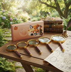 Keep Smiling Vintage Handheld Magnifying Glass with Wooden Handle