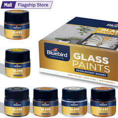 Bluebird Vibrant Glass Paints Set - 6 Colors x 25ml Create Stunning Stained Glass Artwork