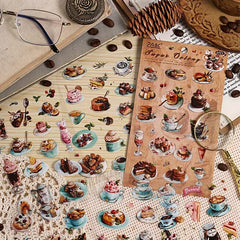 Sweet Cookies Sticker Sheet - Vintage Food, Cake & Coffee Aesthetic Stationery Decals for Journal, Planner, DIY Crafts & Scrapbook