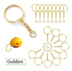 50 Pcs Key Rings with Chain and Open Jump Rings for Crafts - Bulk Metal Key Chain Ring Base for DIY Keychain Making