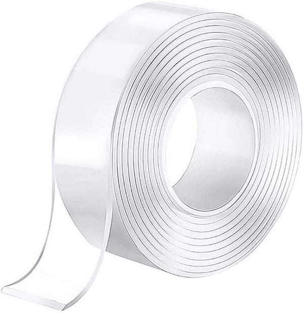 3.0 Meter Double Sided Adhesive Nano Tape Transparent Strong Washable Adhesive Traceless Gel Tape Removable and Reusable Sticky Anti Slip Tape for Home Wall Room Office Decor (5m)
