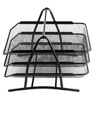 Heavy Duty Metal 3 Tier Desktop Document Letter Tray, Black