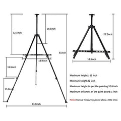 Fold-able Art Easel Easel Stand for canvas board Adjustable Height Lightweight Folding Telescoping Tripod Easels