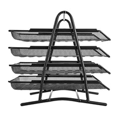 Pack Of 2 - Metal 4 Tier Letter Tray & Paper Spear/ Bill Spindle