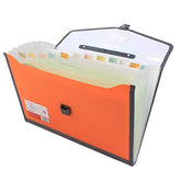 Tranbo Plastic Expanding Bag File Folder With 13 Section Pockets - Orange