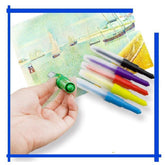 Pack Of 6 Non-Toxic Water Based Blow Pen Set With Stencils For Kids Diy Painting