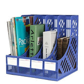 4 Portion Magazine File Documents Holder - Blue
