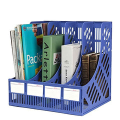 4 Portion Magazine File Documents Holder - Blue