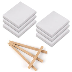 Canvas Set Of 6 (10X10 Inches) With 1 Wooden Easel
