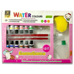 12Pcs Y2018 Water Colour Painting With 2 Brushes, Palette, Sponge And Water Bottle