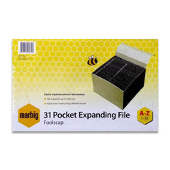 Expanding Bag File 31 Pockets Labelled 1-31 And A-Z Manilla Marbig 90058 Fc Size Expansion File Index