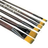 Nylon Hair 6Pcs Set Of Flat Head Oil Color, Watercolor & Acrylic Brush