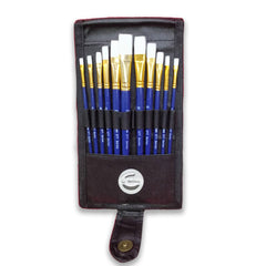 Epsilon Round 12 Pcs. Nylon Hair Artist Brush Set With Brush Wallet 555-Ws