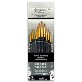 Gold Nylon 10 pcs medium handle pointed shape artistic painting brush set