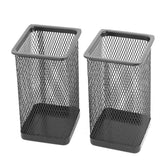 Pack Of 2 - Metal Mesh Rectangle Pen Organizer - Black